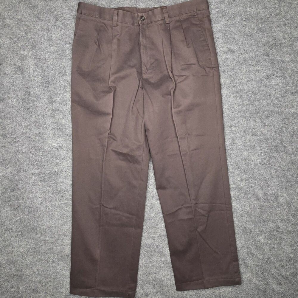 VTG Dockers Chino Pants Mens 38x30 Brown Pleated Front Cotton Vintage Y2K